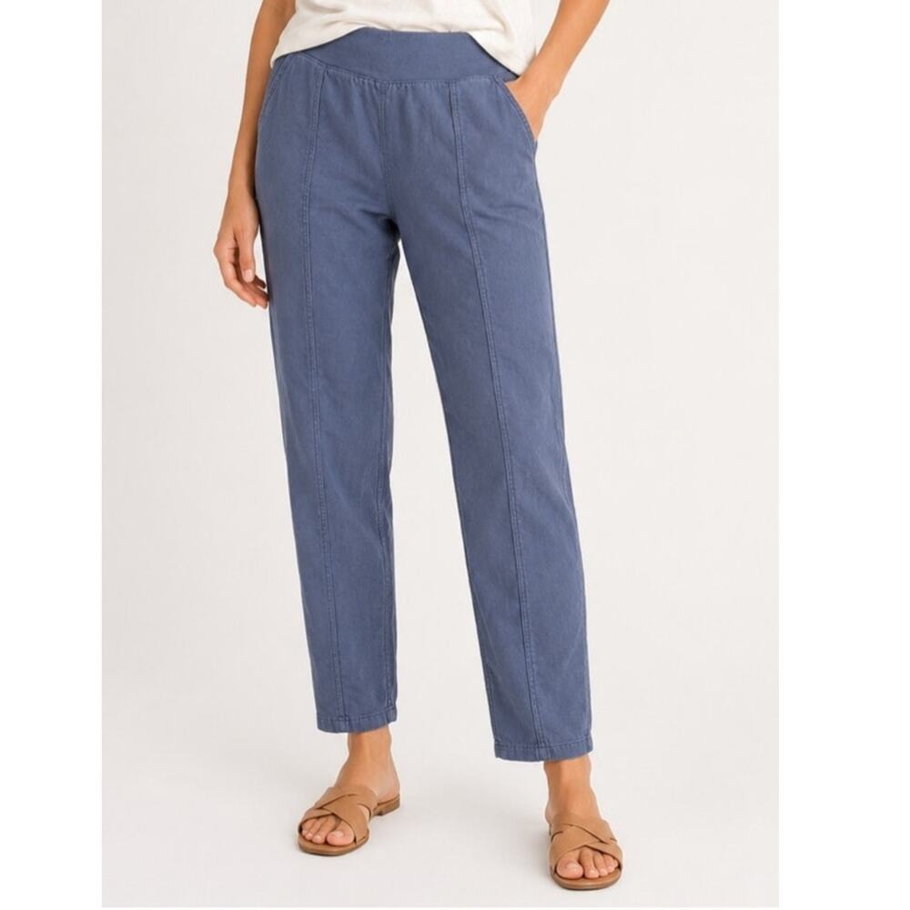 Faherty Arlie Day Pants Light Blue Gray Coastal Linen Cotton Relaxed Fit Size M